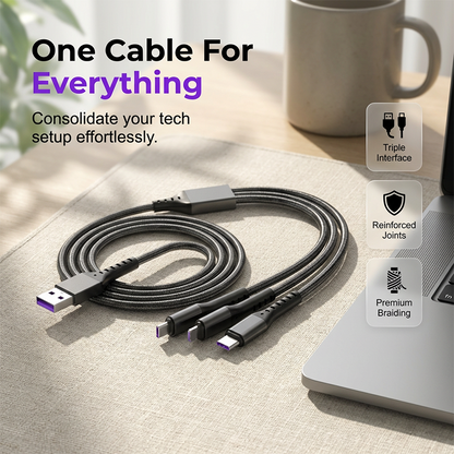 66W 3-in-1 Fast Charging Cable