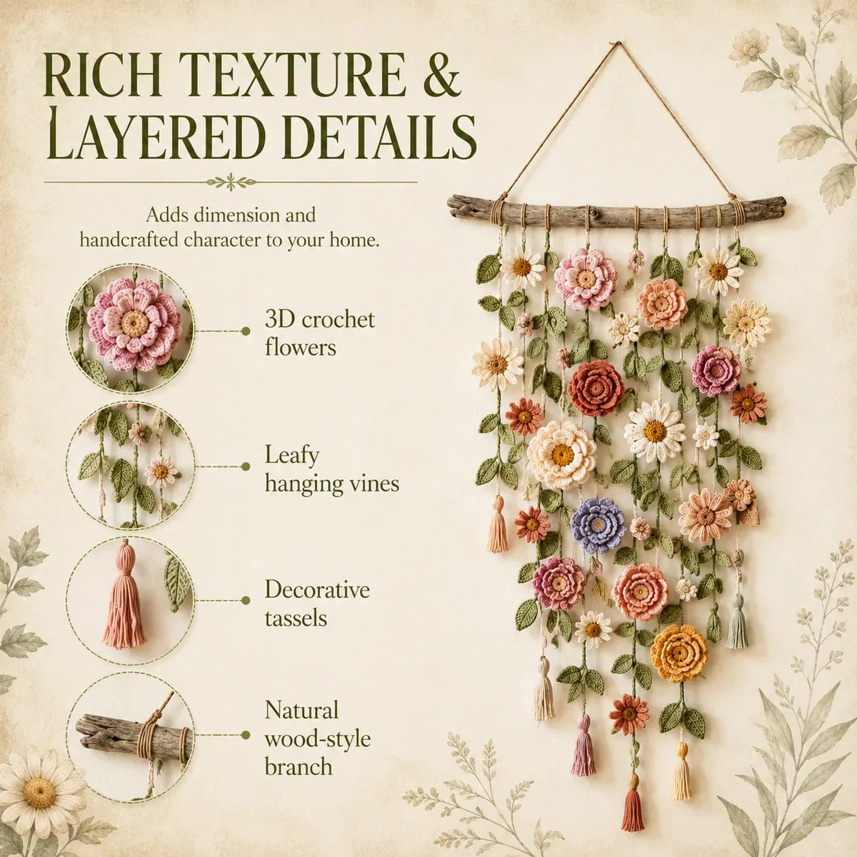 🌸Crochet Flower Wall Hanging Decor
