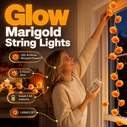 Artificial Marigold Flower LED String Light