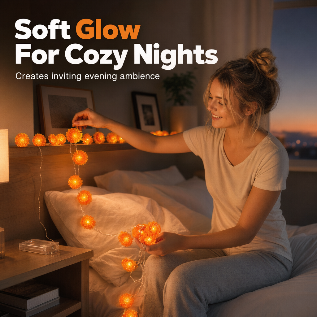 Artificial Marigold Flower LED String Light