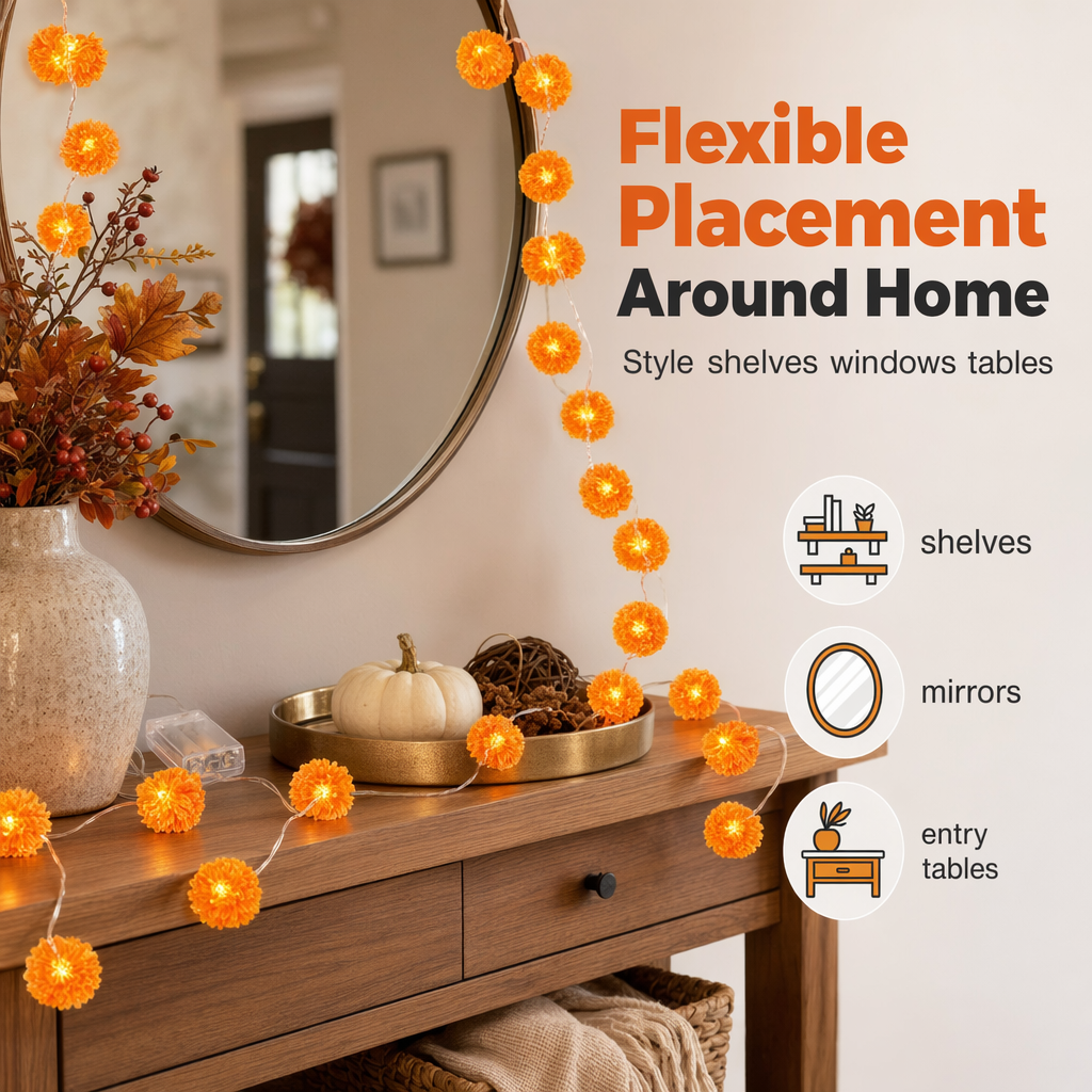 Artificial Marigold Flower LED String Light