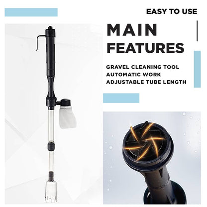 🥳2026 HOT SALE🥳💞50K+ SOLD!🐠Electric Aquarium Gravel Cleaner – Battery‑powered, no manual pumping. Adjustable tube length fits small to large tanks. Clean gravel & change water with ease! 🧹✨