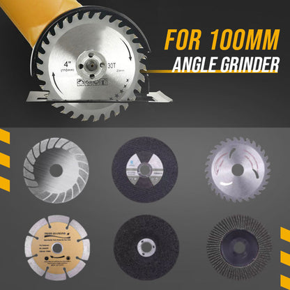 Angle Grinder Cutting Stand with Protective Cover Kit – 0-45° Adjustable, 0-40mm Depth, Fits 4'-5' (100-125mm) Grinders, Iron+ABS, 11 Pcs with Dust Hose & Blades 🔧