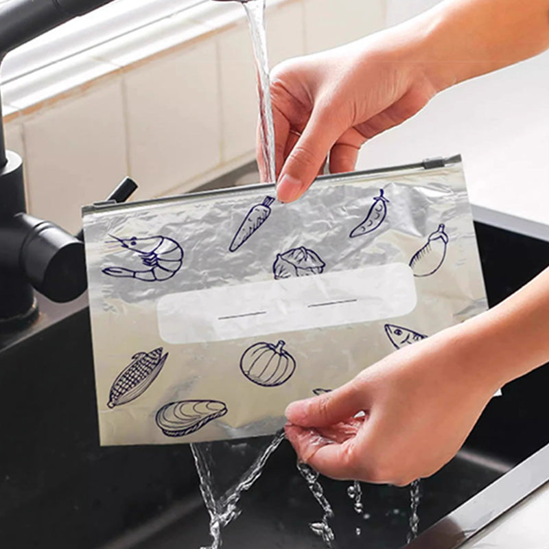 10 Pcs Reusable Aluminum Foil Sealable Storage Bags