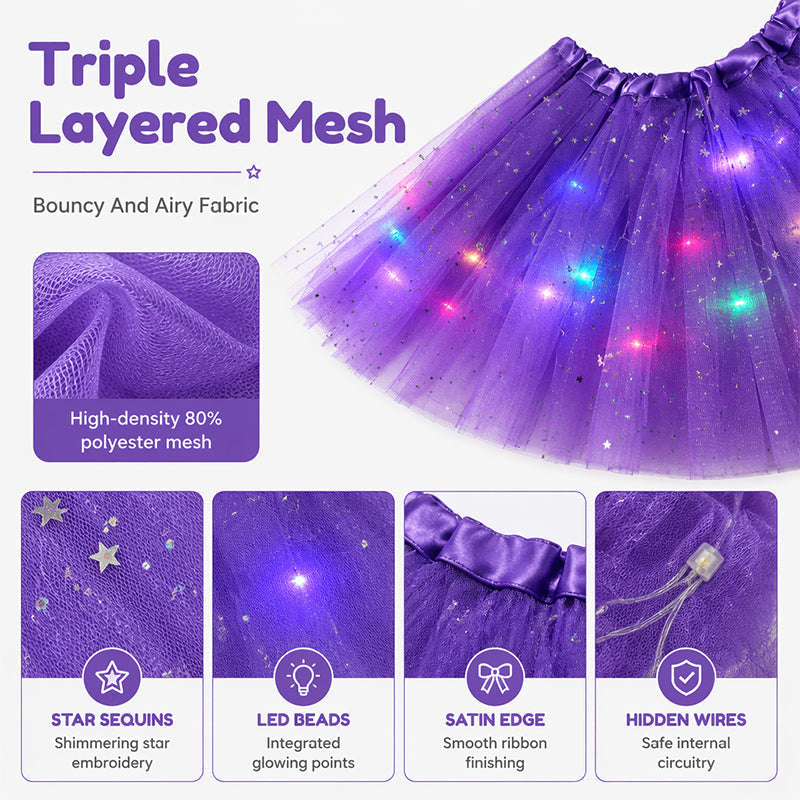 🎁 50% OFF NOW! ✨ LED Sequin Tutu – Light Up the Party, Star Mesh Magic 💃