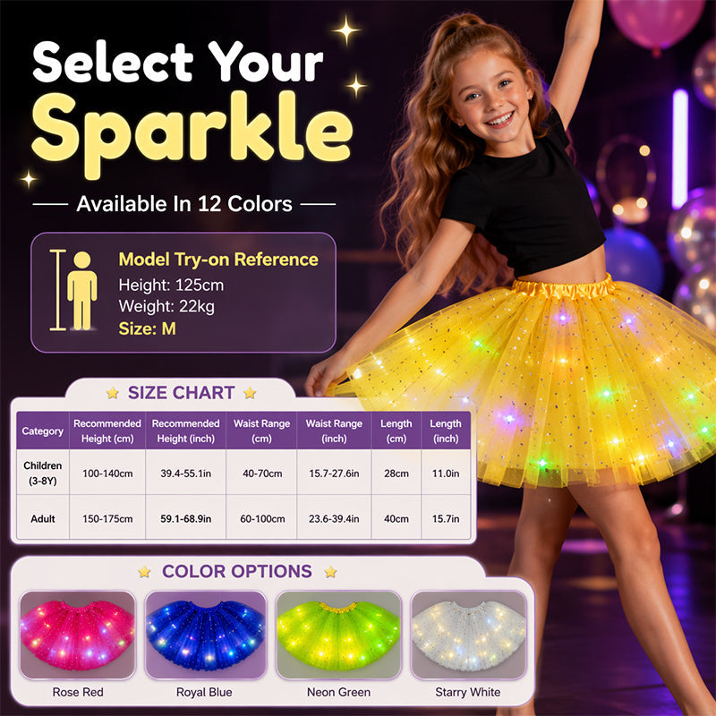 🎁 50% OFF NOW! ✨ LED Sequin Tutu – Light Up the Party, Star Mesh Magic 💃