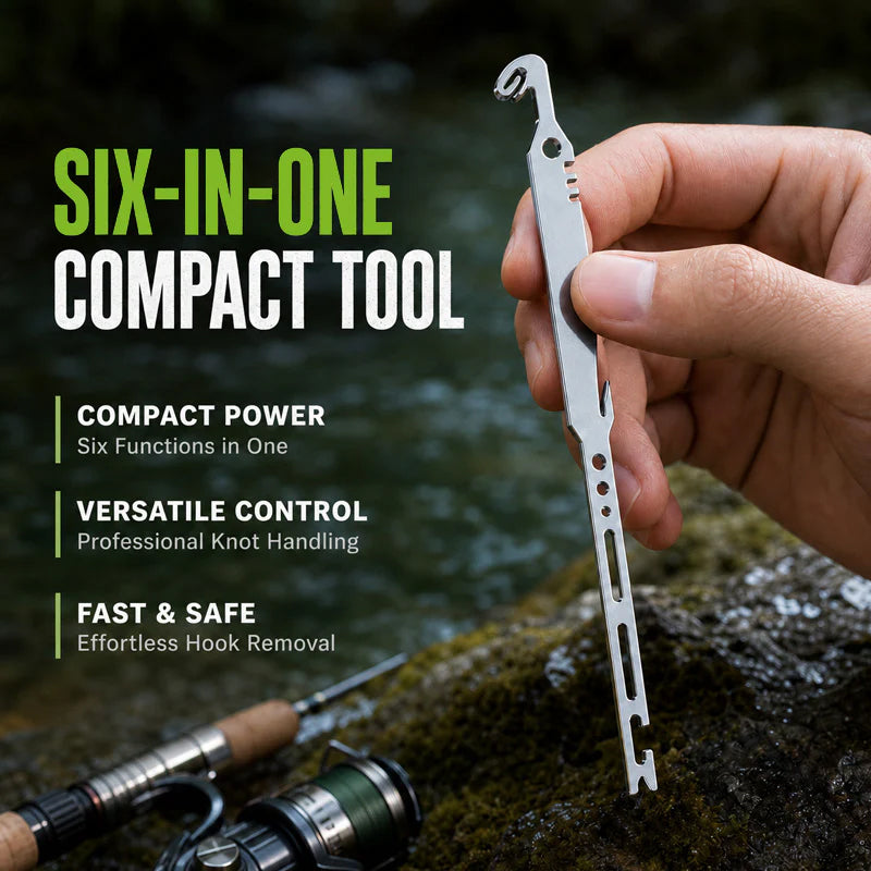 ⏳Limited-time 50% off⏰6-in-1 Stainless Steel Fishing Multi Tool Hook Remover and Knot Tyer🎣🐟