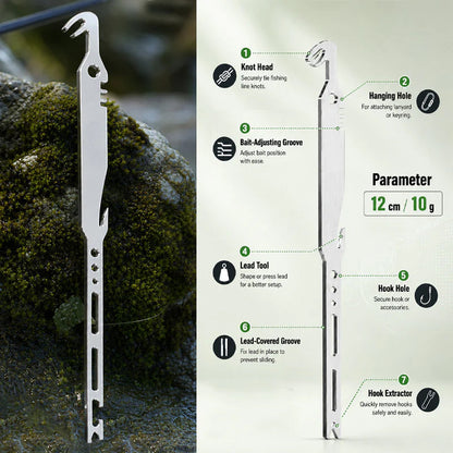 ⏳Limited-time 50% off⏰6-in-1 Stainless Steel Fishing Multi Tool Hook Remover and Knot Tyer🎣🐟