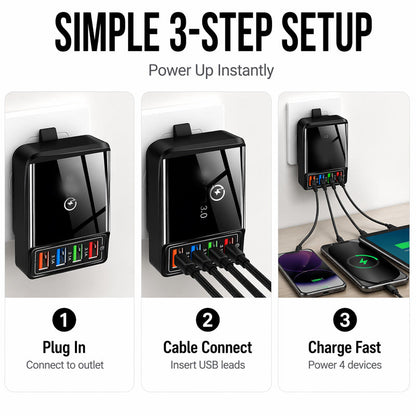 ⏳LAST DAY SALE 50% OFF !!📢4-Port USB Wall Charger – 12W Multi-Device Travel Charging Adapter