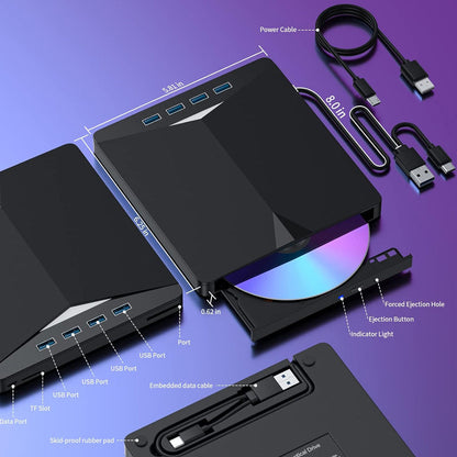 🔥Last Day 49% OFF -7-in-1 USB 3.0 Type-C External DVD Drive