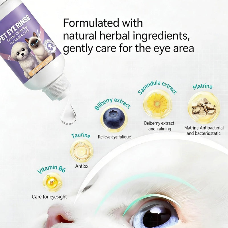 🔥Hot Sale 50% OFF🔥 Gentle Pet Eye Rinse for Dogs & Cats – Alcohol-Free, Flushes Debris, 150ml 🐶