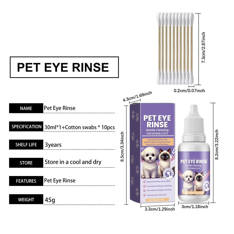 🔥Hot Sale 50% OFF🔥 Gentle Pet Eye Rinse for Dogs & Cats – Alcohol-Free, Flushes Debris, 150ml 🐶