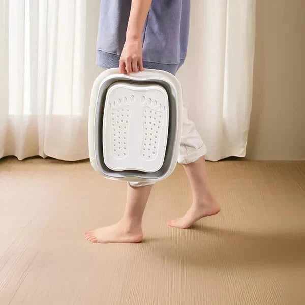 🦶✨ 50% OFF Limited Time! Collapsible Foot Spa Basin with Lid | Portable Silicone Foot Soak Tub with Massage Rollers for Home Relaxation