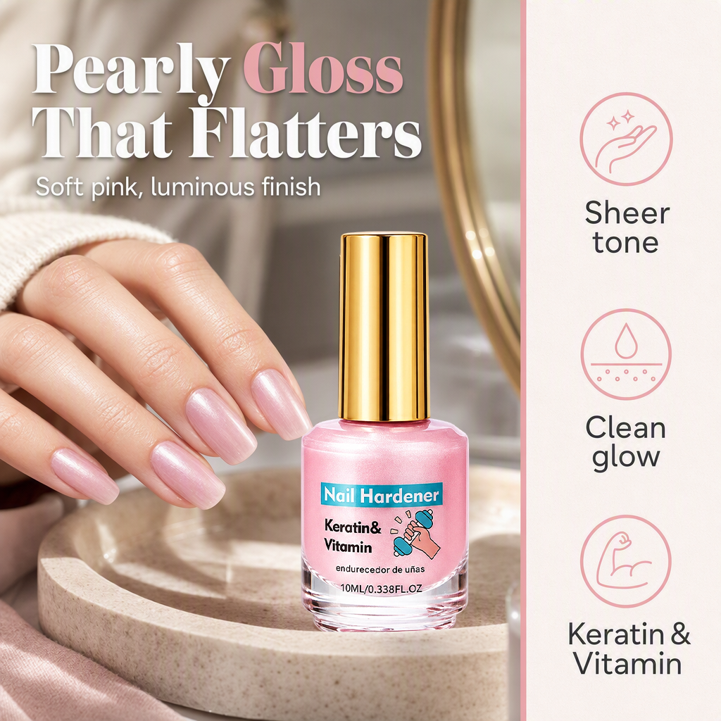 Pearl Pink Nail Polish 10ml No Bake Quick Drying Nail Hardener