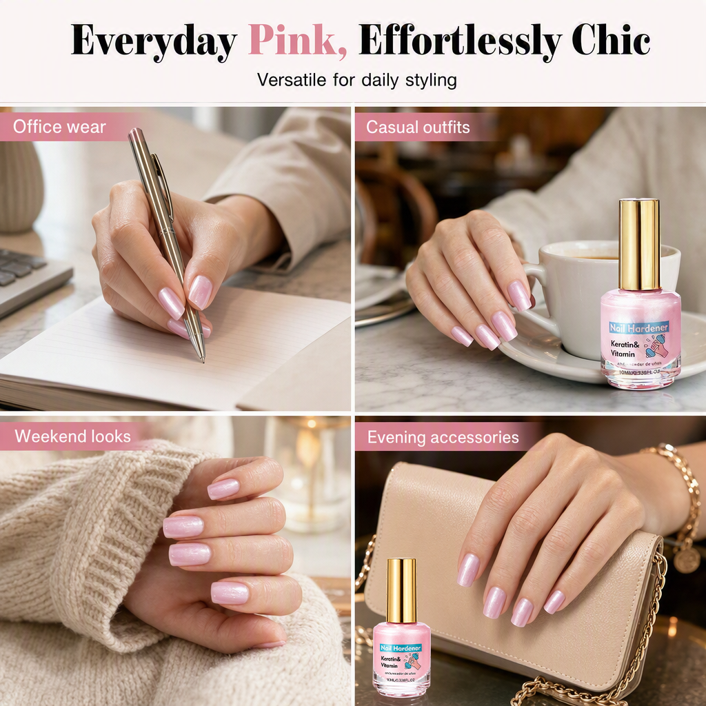 Pearl Pink Nail Polish 10ml No Bake Quick Drying Nail Hardener