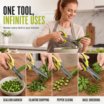 🌿 5-Layer Herb Scissors – Stainless Steel Kitchen Herb Cutter