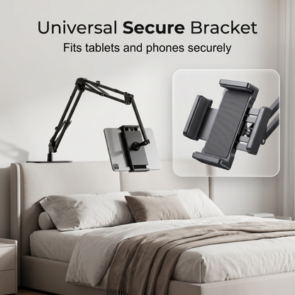 🛏️ Watch in Bed, Hands-Free – Tablet Stand with Hidden Mattress Base. No Shaking, No Drilling.