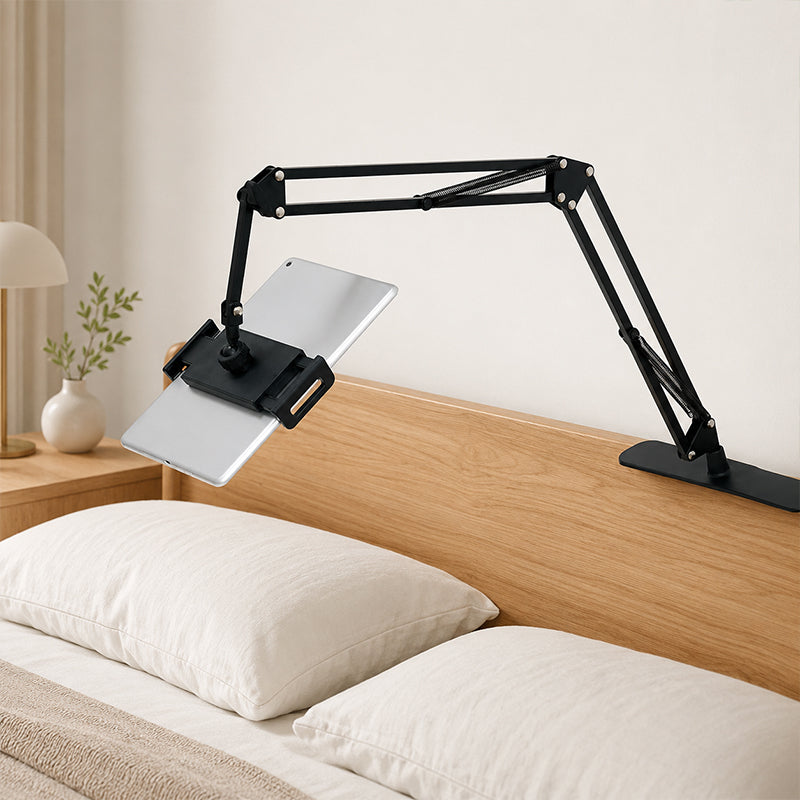 🛏️ Watch in Bed, Hands-Free – Tablet Stand with Hidden Mattress Base. No Shaking, No Drilling.