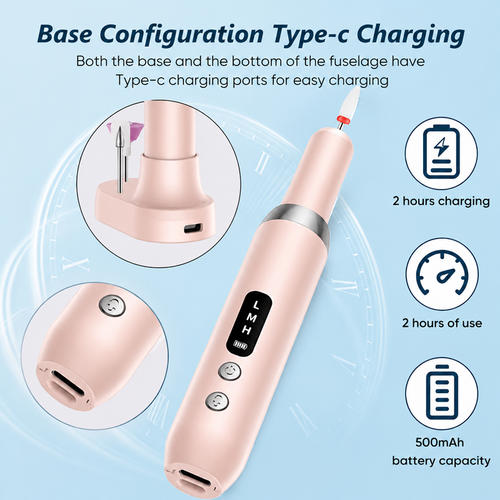 💅 Salon-Grade Manicures, No Wires Attached – Cordless Nail Drill with Charging Dock.