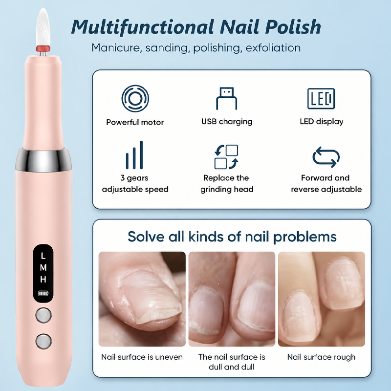 💅 Salon-Grade Manicures, No Wires Attached – Cordless Nail Drill with Charging Dock.