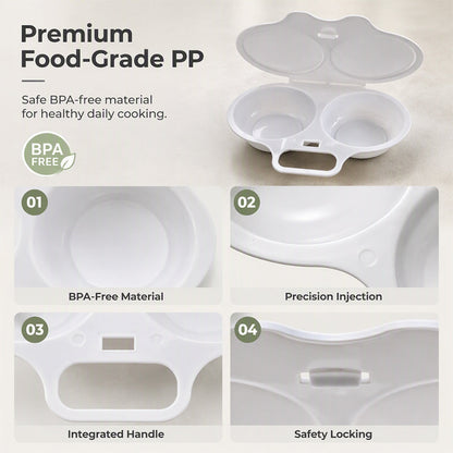 🥚 50% OFF + BUY 1 GET 1 FREE! Dual Cavity Microwave Egg Poacher – Quick oil‑free cooking, food‑grade PP & versatile. Perfect for busy mornings – healthy breakfast in minutes! ⚡🍳