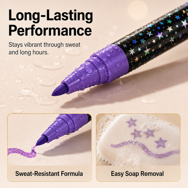 📢HOT Sale!!⏰24-Color Face & Body Glitter Marker Set with Dual Tips