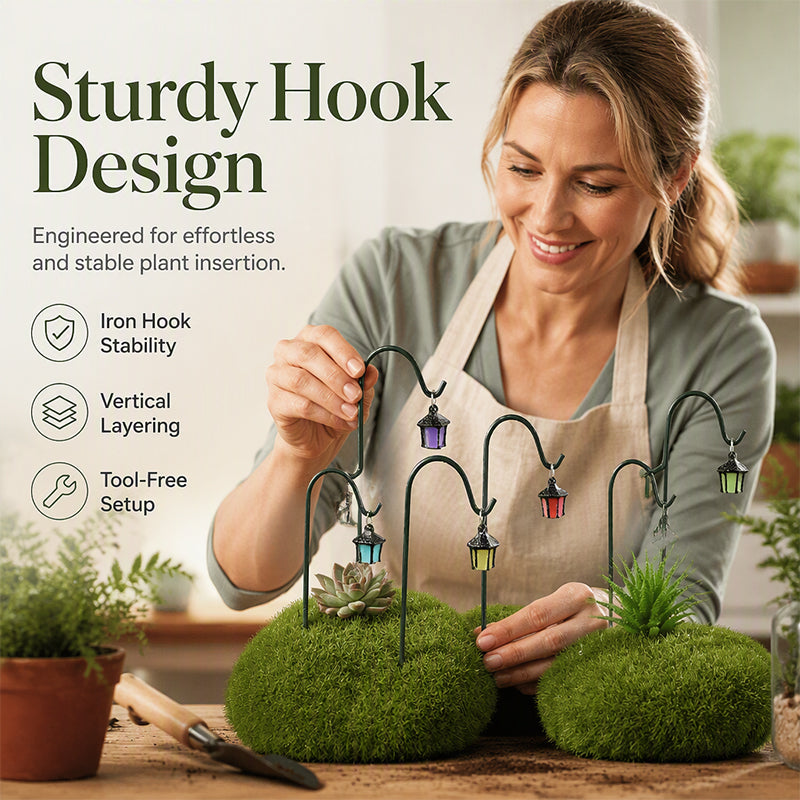 🌿 Glow-in-the-dark plant supports – 7 colors, premium resin, sturdy iron hooks. 🌙