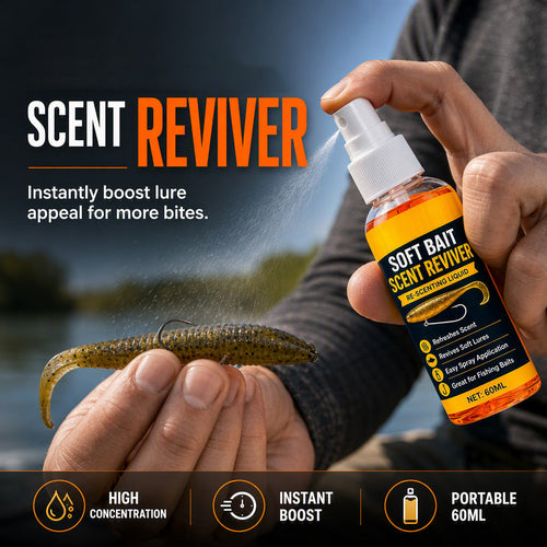 🎣 Soft Bait Scent Booster Spray‑60ML High‑Concentration Fishing Lure Scent Reviver, Portable Instant Attractant Spray for Fresh & Saltwater Soft Baits