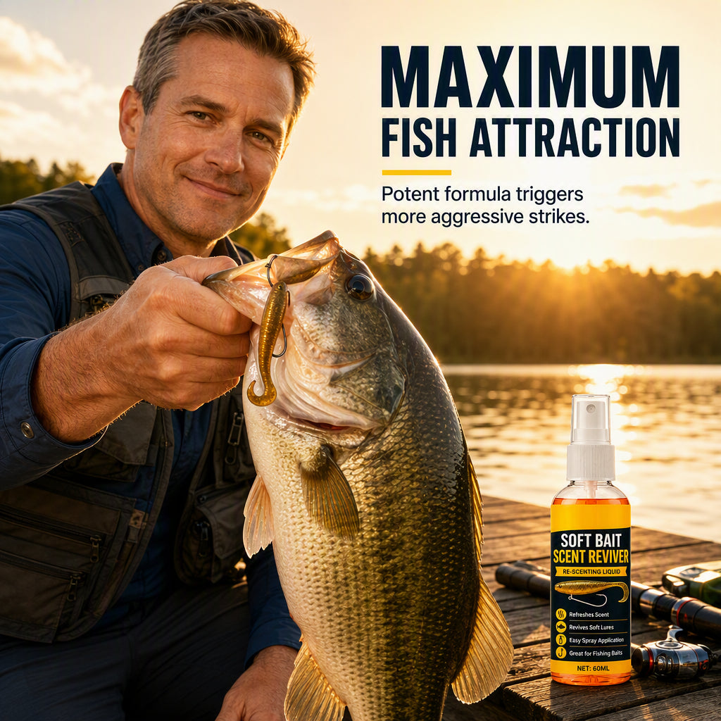 🎣 Soft Bait Scent Booster Spray‑60ML High‑Concentration Fishing Lure Scent Reviver, Portable Instant Attractant Spray for Fresh & Saltwater Soft Baits