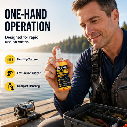 🎣 Soft Bait Scent Booster Spray‑60ML High‑Concentration Fishing Lure Scent Reviver, Portable Instant Attractant Spray for Fresh & Saltwater Soft Baits