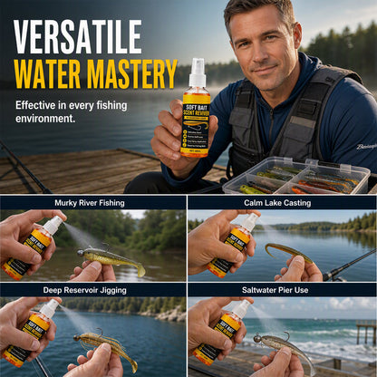 🎣 Soft Bait Scent Booster Spray‑60ML High‑Concentration Fishing Lure Scent Reviver, Portable Instant Attractant Spray for Fresh & Saltwater Soft Baits