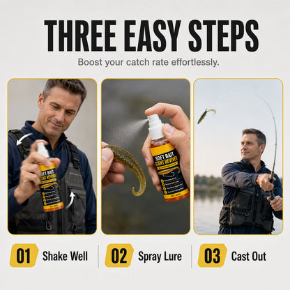 🎣 Soft Bait Scent Booster Spray‑60ML High‑Concentration Fishing Lure Scent Reviver, Portable Instant Attractant Spray for Fresh & Saltwater Soft Baits