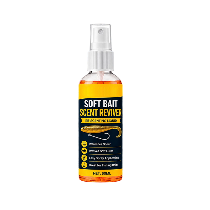 🎣 Soft Bait Scent Booster Spray‑60ML High‑Concentration Fishing Lure Scent Reviver, Portable Instant Attractant Spray for Fresh & Saltwater Soft Baits