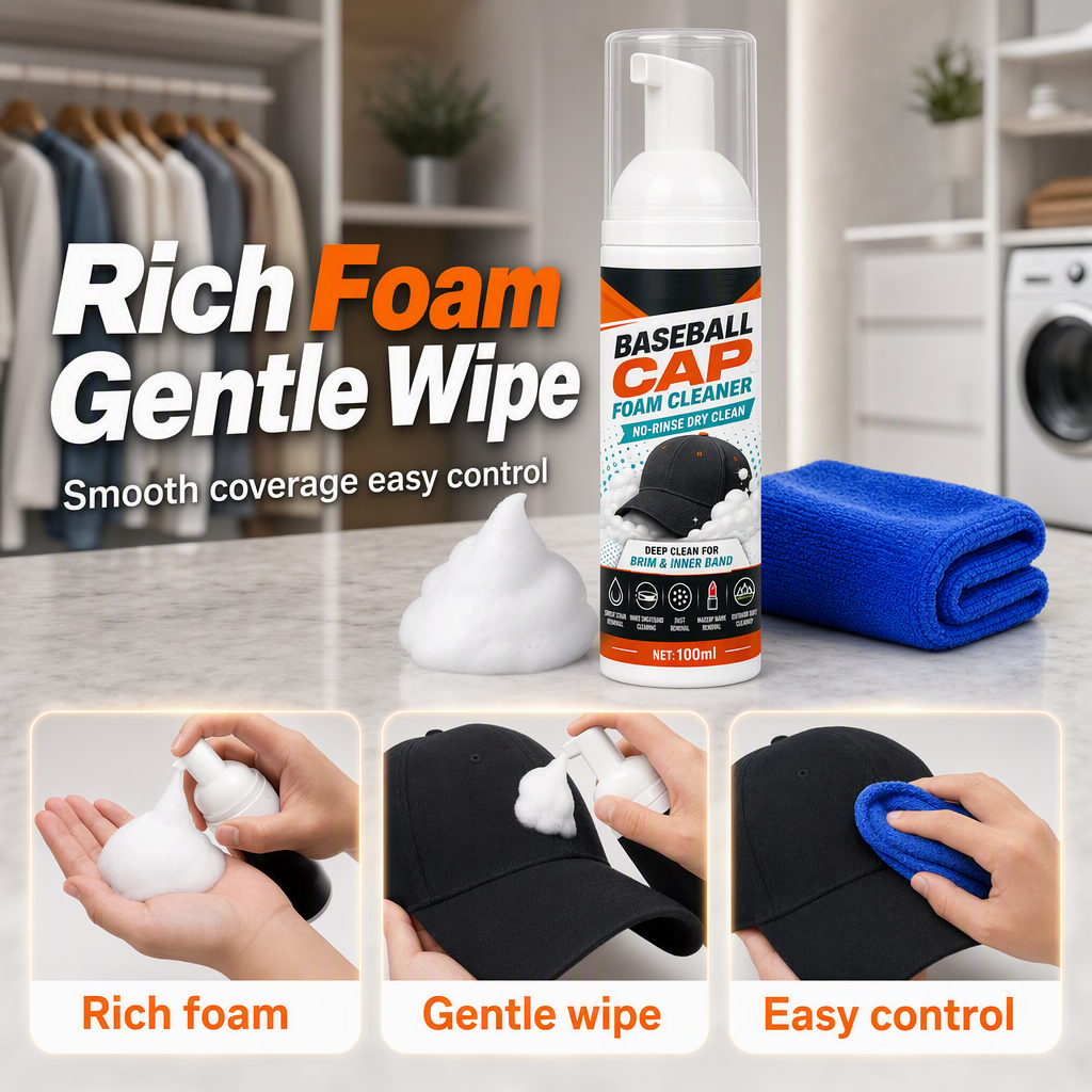 🧢 No-Rinse Baseball Cap Foam Cleaner