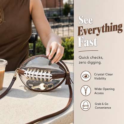 🏈 Clear Football-Shaped Crossbody Bag✨