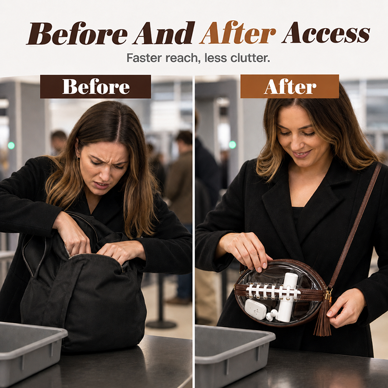 🏈 Clear Football-Shaped Crossbody Bag✨