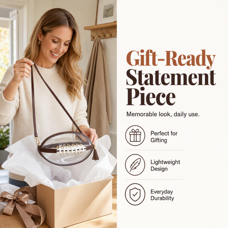 🏈 Clear Football-Shaped Crossbody Bag✨