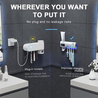 🎉 2026 Sale — Over 33,000 Sold!🦷 Wall‑Mounted UV Toothbrush Sanitizer‑No‑Drill 3‑in‑1 Bathroom Holder 🚿