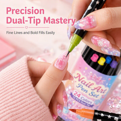 🎉Over 35k+ Sold!💅🎨24‑Colors Dual‑Ended Nail Art Pens‑DIY Manicure Drawing Set🎁