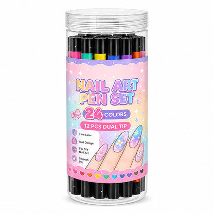 🎉Over 35k+ Sold!💅🎨24‑Colors Dual‑Ended Nail Art Pens‑DIY Manicure Drawing Set🎁