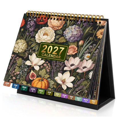 📅 2027 Desk Calendar & Habit Tracker – Artistic Oil Painting Monthly Planner for Work & Study