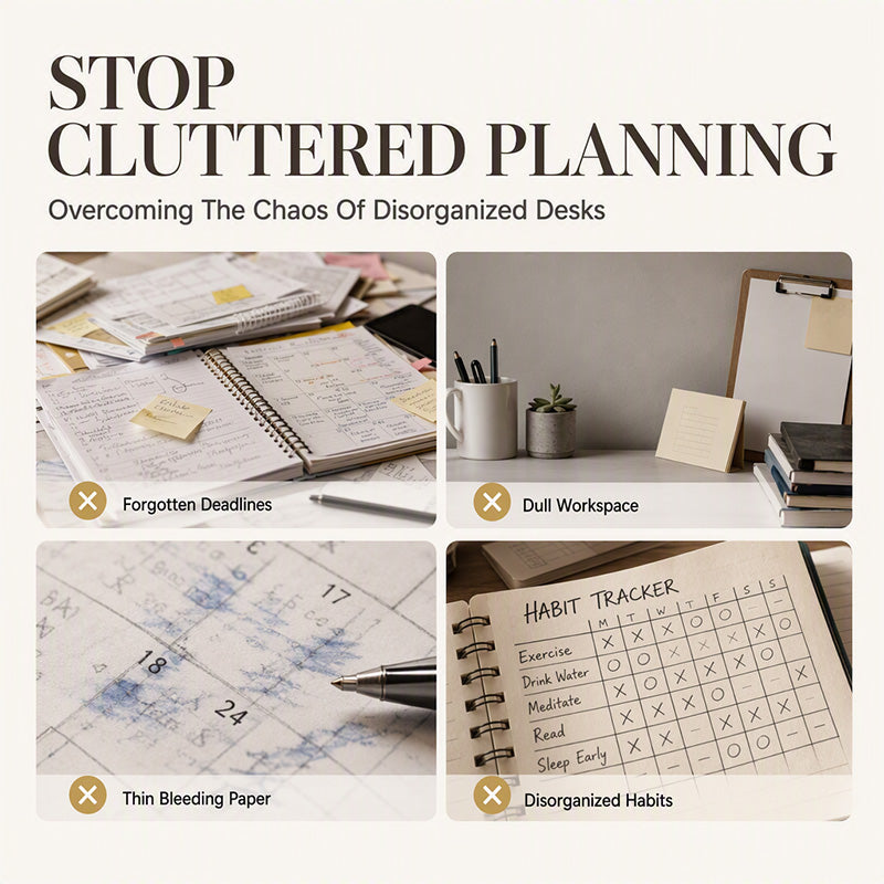 📅 2027 Desk Calendar & Habit Tracker – Artistic Oil Painting Monthly Planner for Work & Study