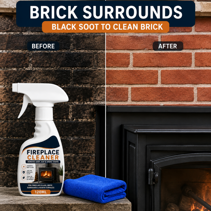 Fireplace Cleaner Spray with Towel