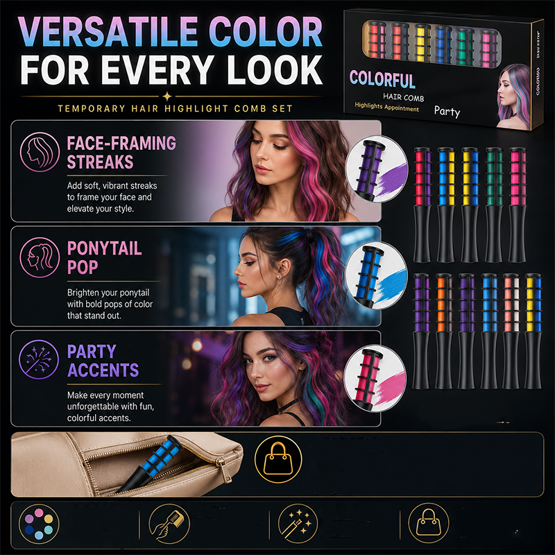 🌈 50% OFF | Temporary Hair Dye Comb – Create Fun Hair Colors In Minutes Without Damage