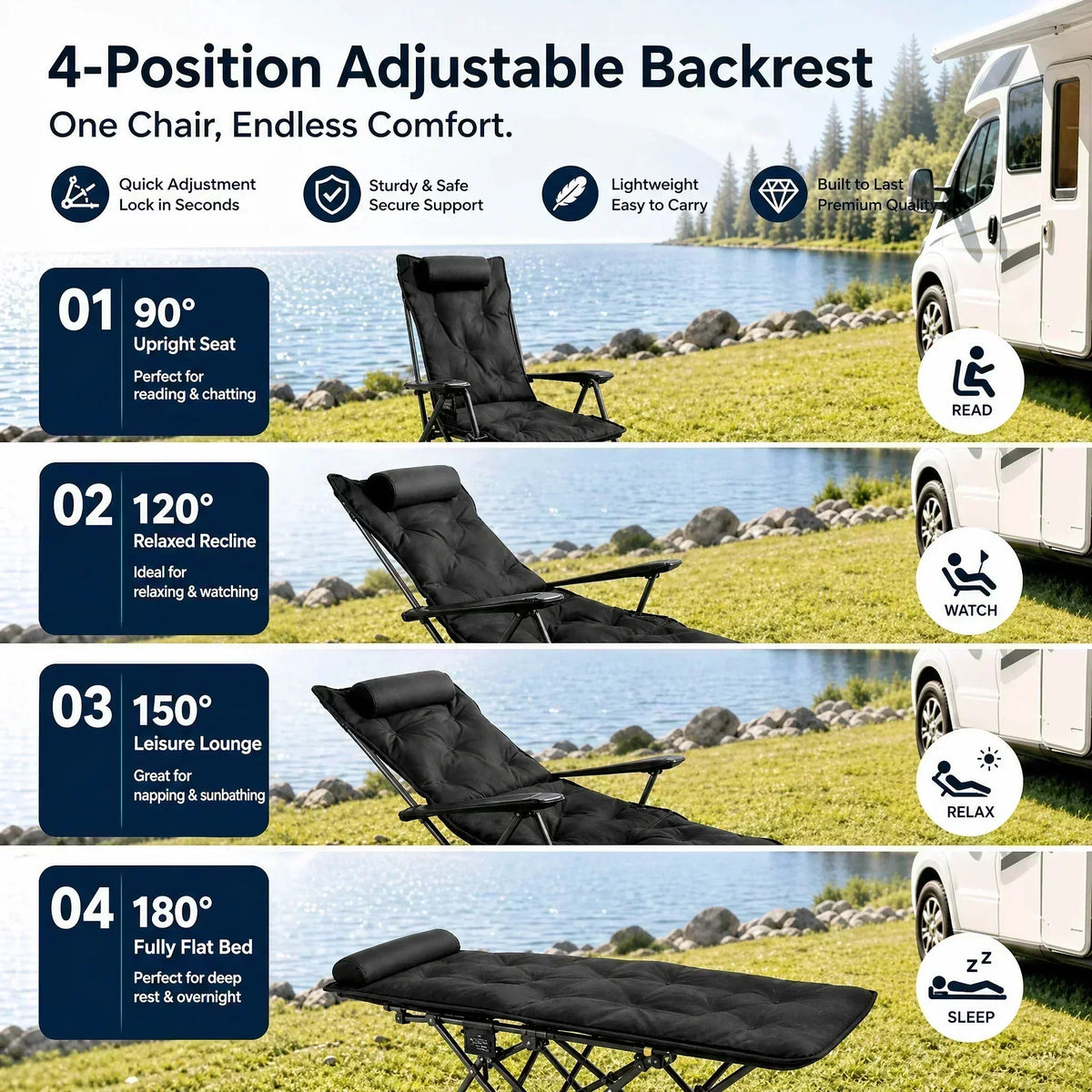 ✨ 50% OFF! Portable, Adjustable Folding Chair for Outdoor Use — Lightweight, Sturdy & Versatile 🪑🏕️