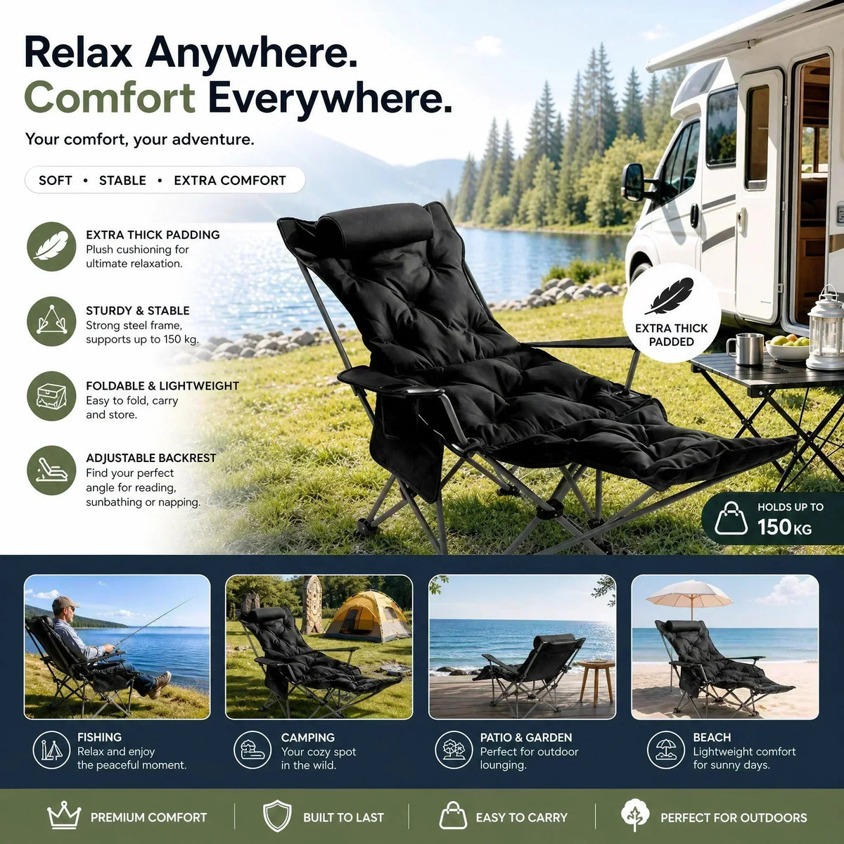 ✨ 50% OFF! Portable, Adjustable Folding Chair for Outdoor Use — Lightweight, Sturdy & Versatile 🪑🏕️