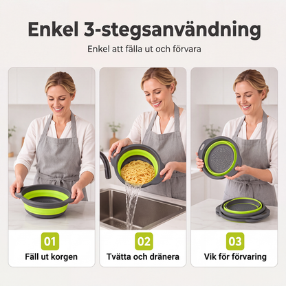 ⏳Time-Limited Special⏰Careluxpro 3-Piece Collapsible Colander Set – With Draining Base, Space Saving, For Fruit Veggies Pasta 🧺