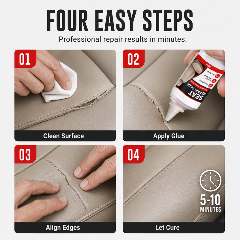 🚗Buy 1 Get 1 Free NOW🔥!! Quick Dry Car Seat Leather Repair Glue‑ Precision Nozzle Vinyl & Leather Adhesive, Permanent Bond Repair Glue for Car Seats, Sofas & Leather Furnitures