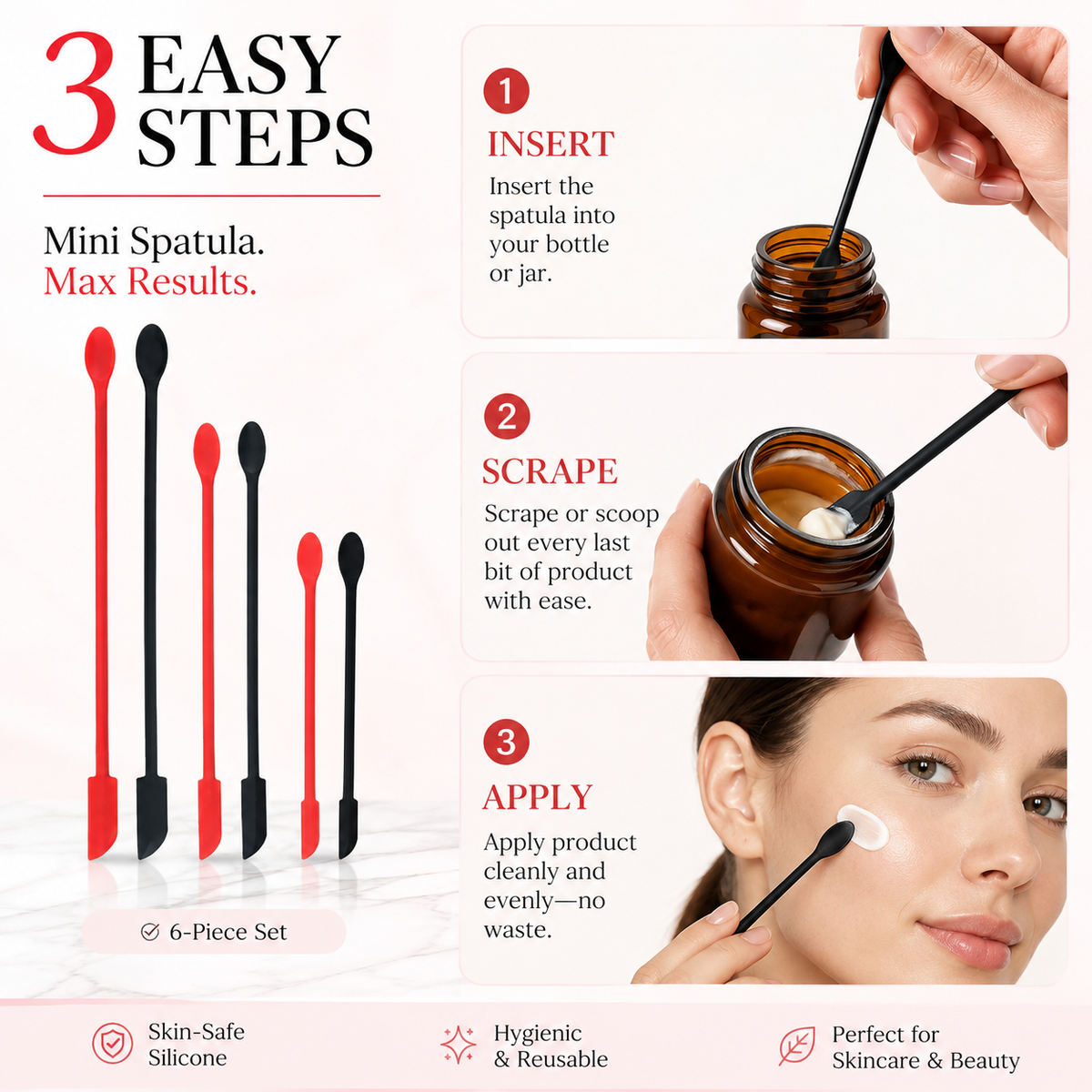 3PCS Mini Silicone Spatula Set for Makeup and Skincare