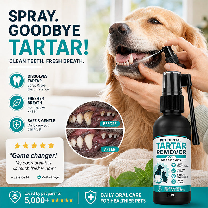 🐾50% OFF NOW! Gentle Pet Dental Cleaning Spray‑ Vet‑Formulated Tartar Remover Spray for Dogs & Cats, Safe Oral Care Solution to Eliminate Bad Breath & Reduce Plaque